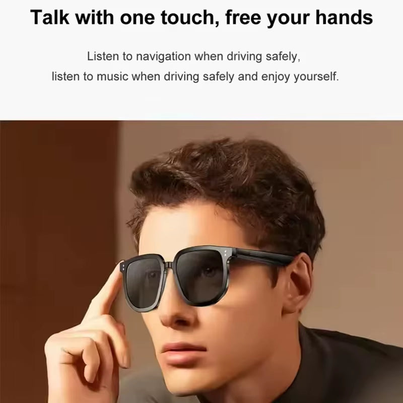 V1 PRO Camera Remote Shoot Smart Eye Glasses UV TWS Earbuds Touch Control Bone Conduction Headphones HIFI Smart Sunglasses