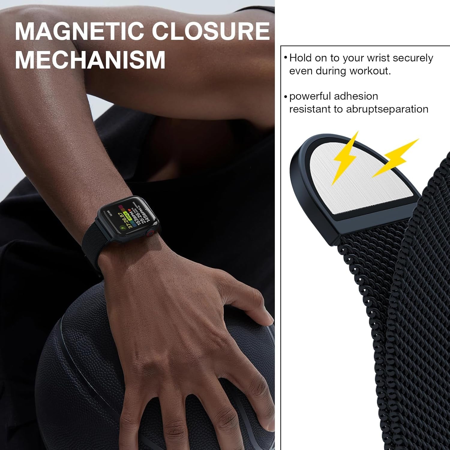 Sleek Stainless Steel Milanese Loop Bands for All Apple Watch Sizes - Unisex Magnetic Clasp Replacement for Series 1-11 and Ultra Models