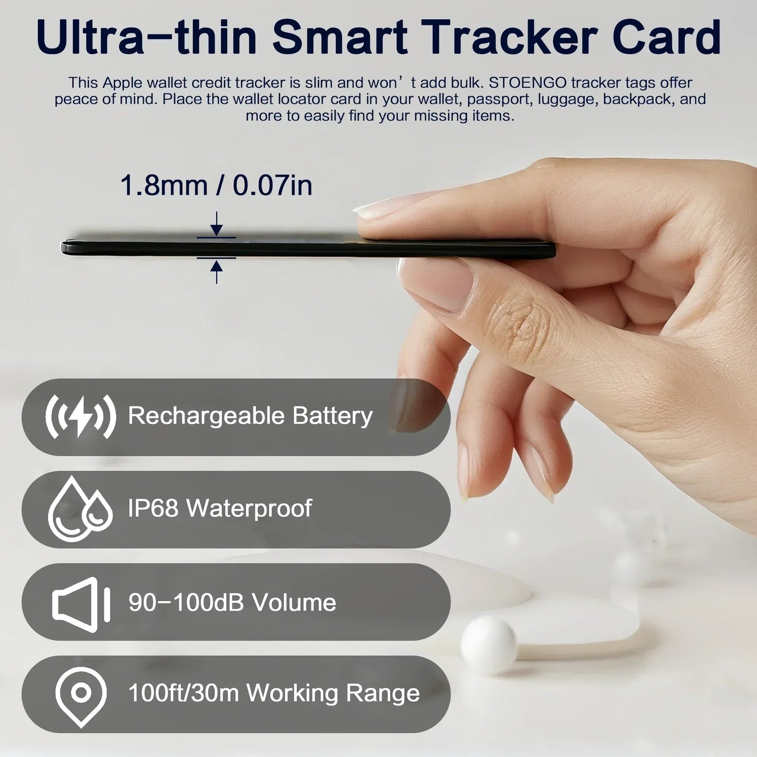 Wallet Anti-Loss Card Location Tracking Smart Tag Bluetooth Device Ultra-Thin Card Wireless Charge IP68 with Iphone Find My