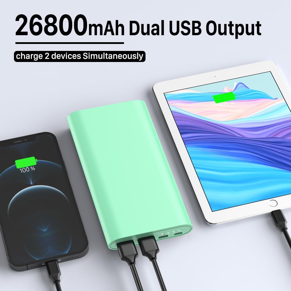 Power Up Anywhere with our 26800mAh Portable Charger Power Bank - Fast Charging for iPhone, Samsung, and More - Perfect for Travel!