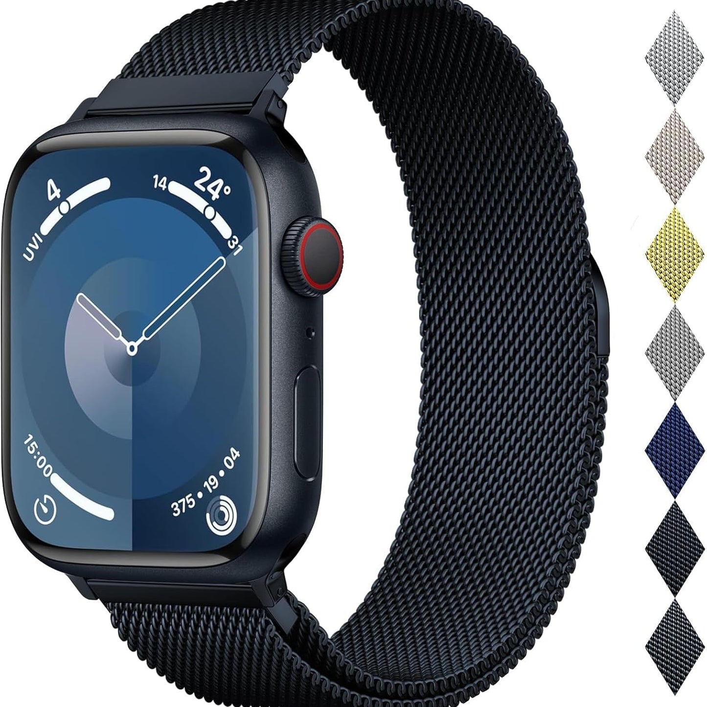 Sleek Stainless Steel Milanese Loop Bands for All Apple Watch Sizes - Unisex Magnetic Clasp Replacement for Series 1-11 and Ultra Models