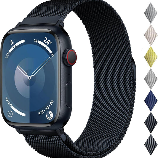 Sleek Stainless Steel Milanese Loop Bands for All Apple Watch Sizes - Unisex Magnetic Clasp Replacement for Series 1-11 and Ultra Models