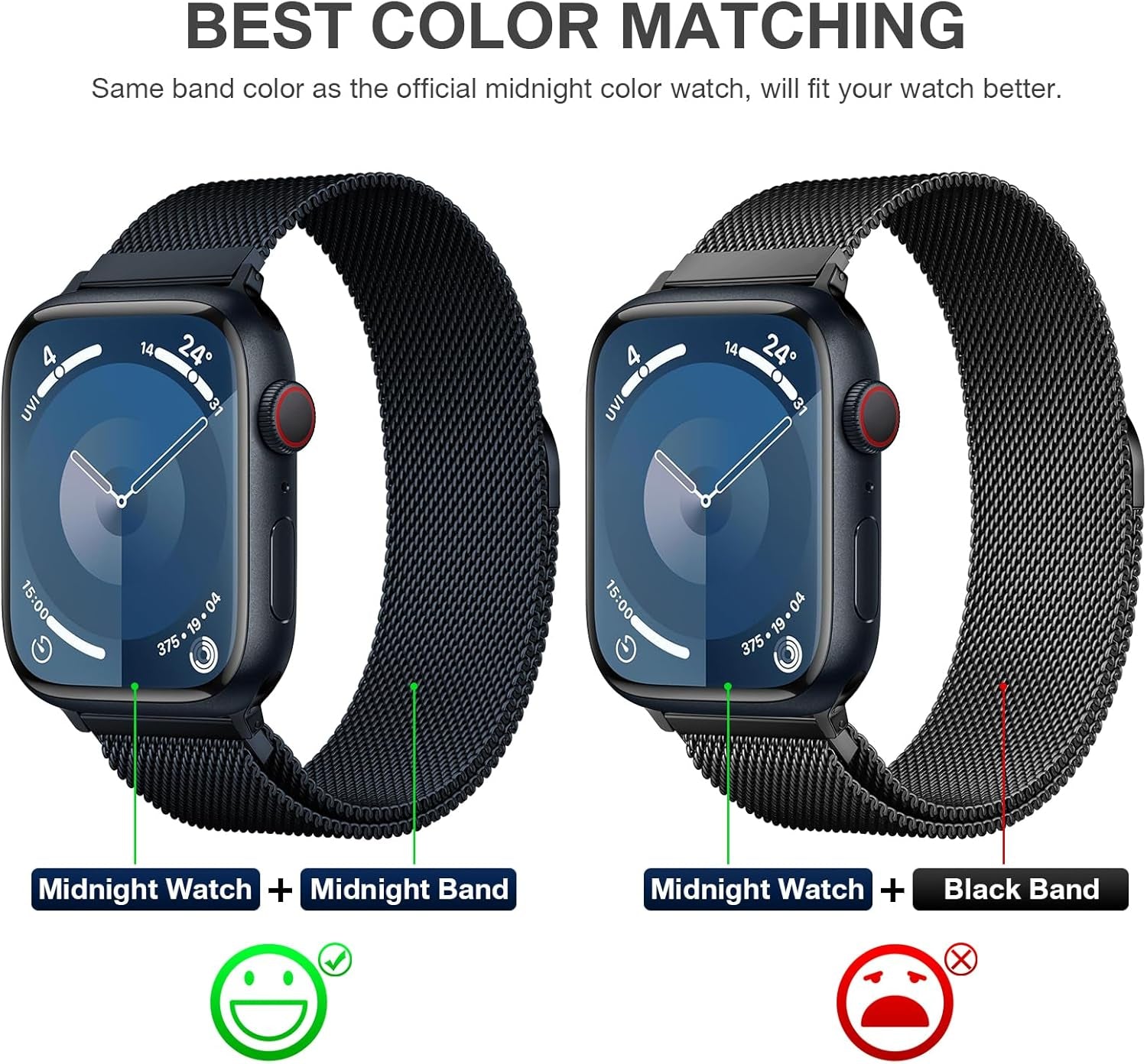 Sleek Stainless Steel Milanese Loop Bands for All Apple Watch Sizes - Unisex Magnetic Clasp Replacement for Series 1-11 and Ultra Models