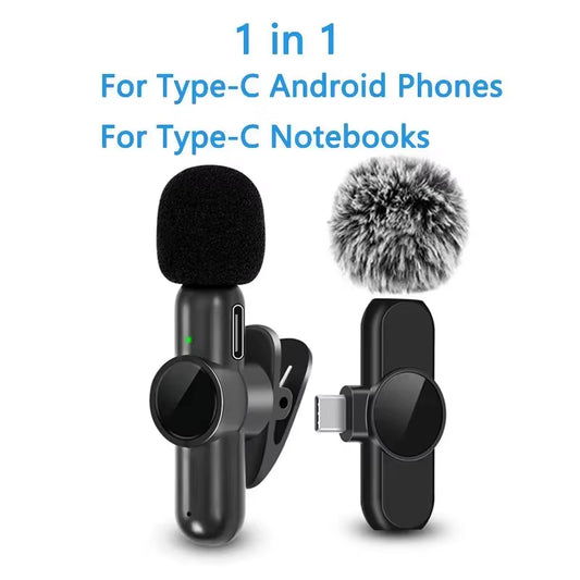 Wireless Lavalier Microphone Mini Portable Smart Noise Reduction Video Recording Microphone for Iphone Android Lapel Mic