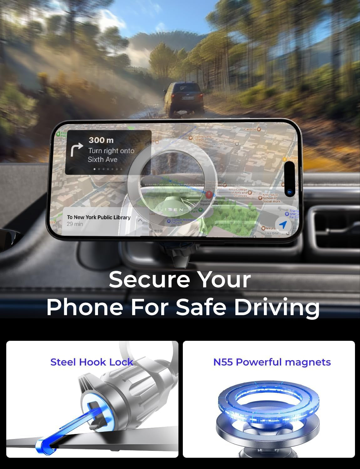 for Magsafe Car Mount [95% Increase Magnetism] Magnetic Phone Holders for Your Car Iphone 17 Car Accessories for Men Truck 360 Vent Phone Mount for Garmin GPS Fit Iphone 17 Pro Max Air 16 15