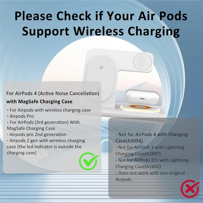300W Foldable 3 in 1 Wireless Charger Stand Pad Desktop Fast Charging Station for Iphone 16 15 14 13 Samsung Apple Watch Airpods