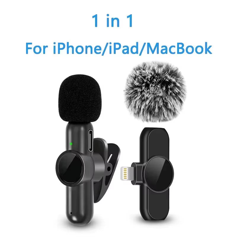 Wireless Lavalier Microphone Mini Portable Smart Noise Reduction Video Recording Microphone for Iphone Android Lapel Mic