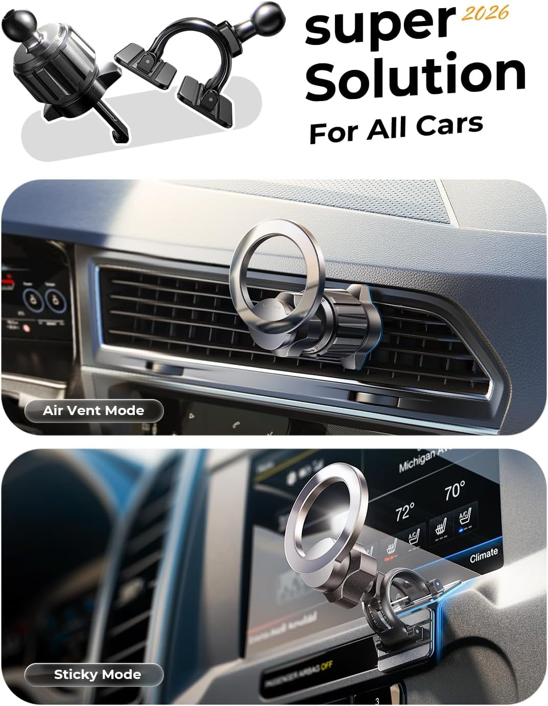 for Magsafe Car Mount [95% Increase Magnetism] Magnetic Phone Holders for Your Car Iphone 17 Car Accessories for Men Truck 360 Vent Phone Mount for Garmin GPS Fit Iphone 17 Pro Max Air 16 15